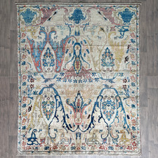 Cream Turkish Ushak Rug 296x238cm Handmade 10x8ft Large Afghan Traditional Wool
