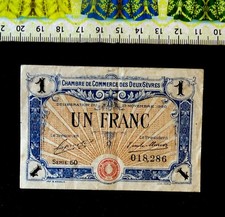 ( USA  ) , France  Banknote , ( Deux Sèvres ) , 1 Francs , Year : 1920  .
