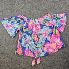  Lily Pulitzer Jungle Utopia Sain Top Off The Shoulder Blouse Women's Size S EUC
