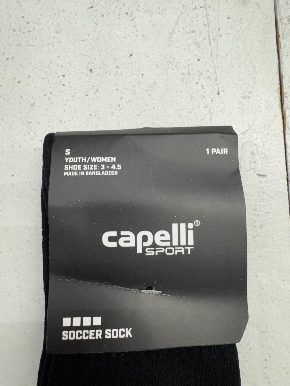 Capelli Sport 1 Pair Solid Black Athletic Soccer Sock Youth/Women Size Small