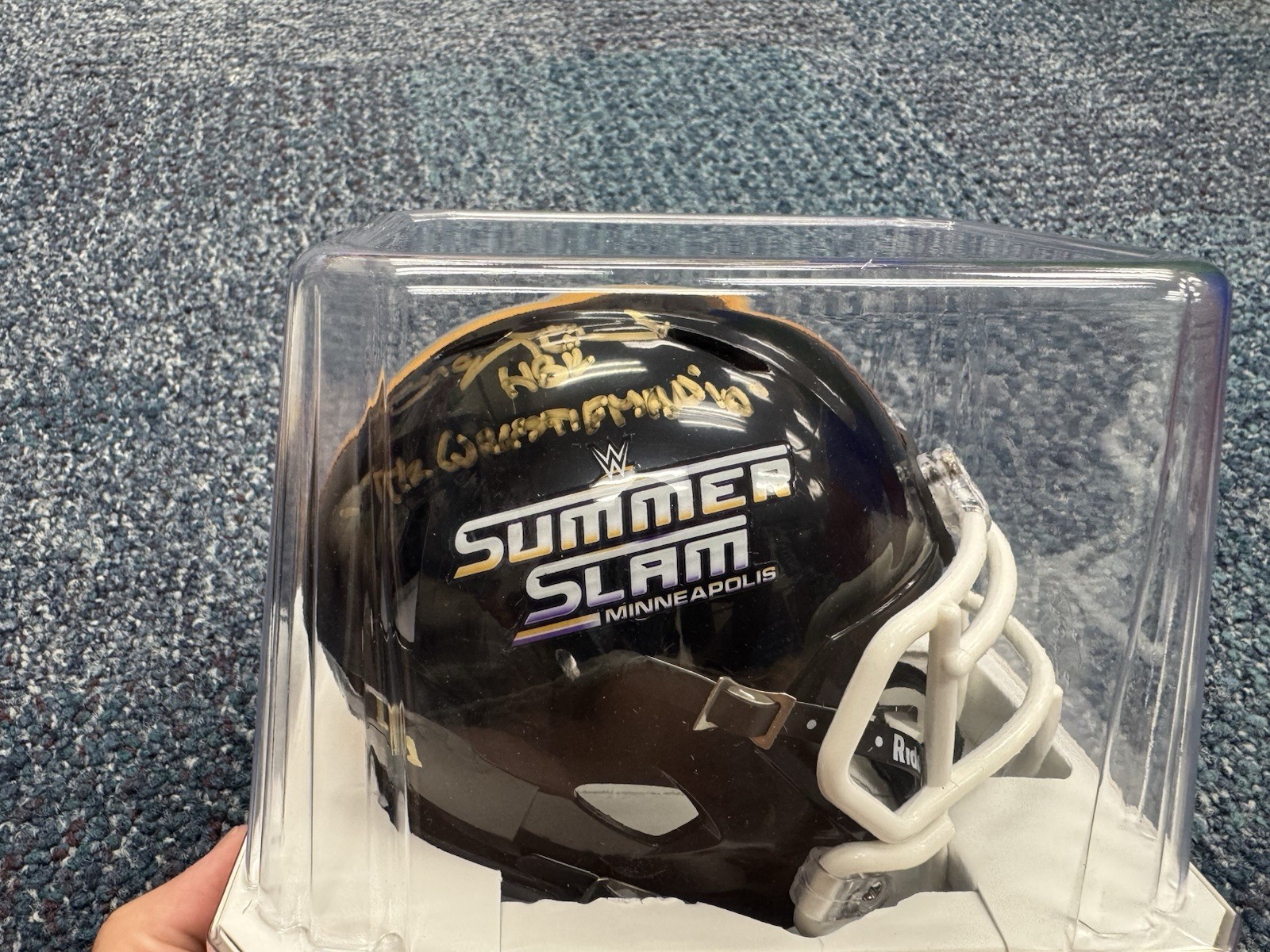 1/1 WWE SummerSlam Shawn Michaels Signed Mini Helmet Inscribe “Mr. WrestleMania”