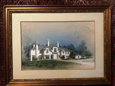 Barry Zauss Architectural Oil Pastel Drawing OfAmbrose Associates Beverly Hills