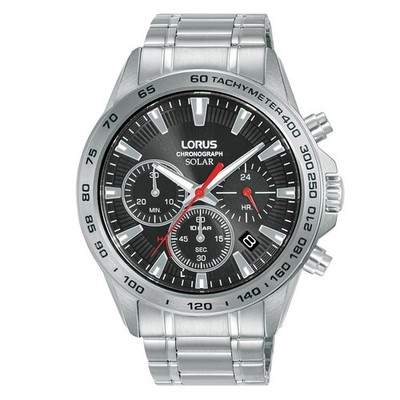 Lorus Uhr RZ501AX9 Herren Chronograph schwarzes Zifferblatt Solar UVP 139,99£