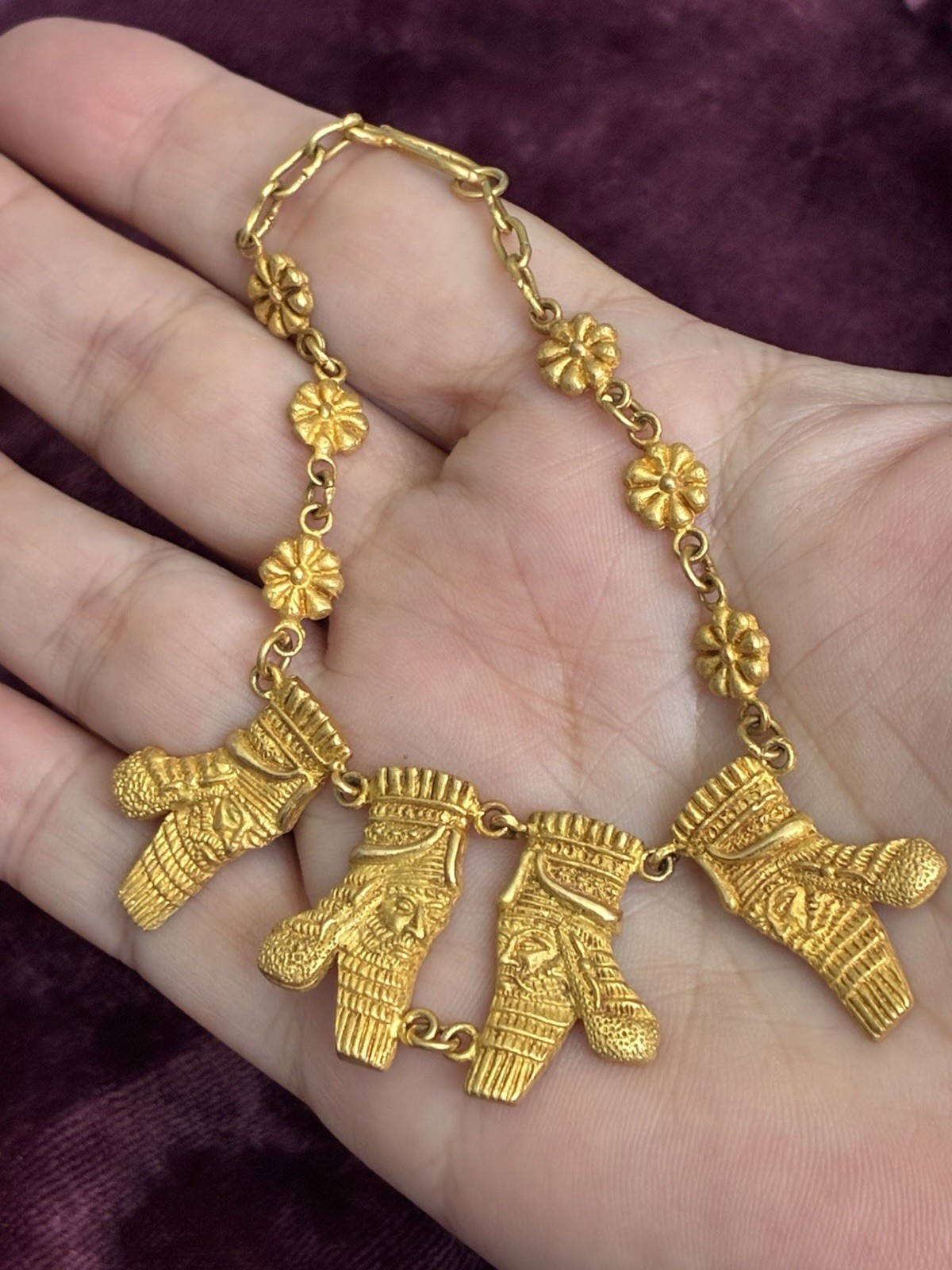 18K Solid Gold Authentic Ancient King Bracelet 7.… - image 7