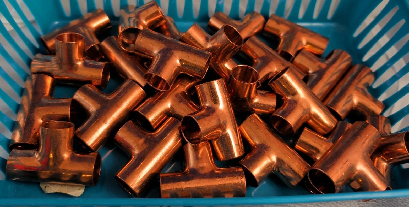 25 Copper Fitting Tees For 5/8" O.D. Tubing, Mueller Brass Part# WPT-08 ~ NEW