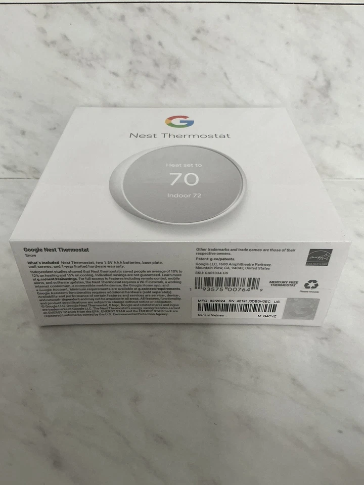 Google Nest Thermostat Sealed box.  (4th generation) G4CVZ White/snow - Image 2 of 4