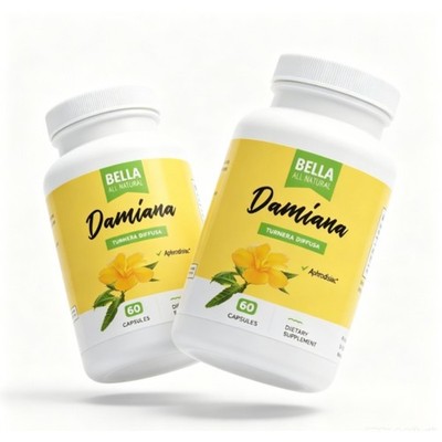 2 Pack All Bella Damiana 60ct Premium Natural Herbal Capsules