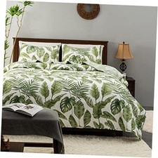 Tropical Plants Quilt Set Size 2 Pieces Rainforest Twin Green Palm Leaves