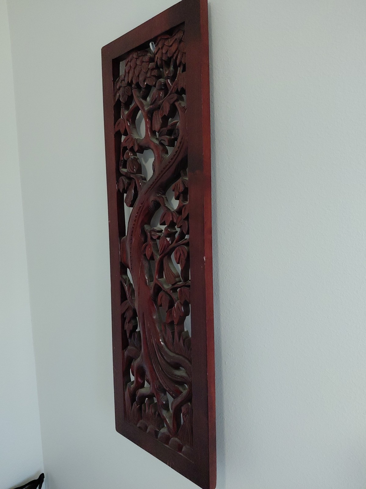 Rustic Home Decor Floral Wood Carved Wall Panel Asian Wood Wall Decor Plaque