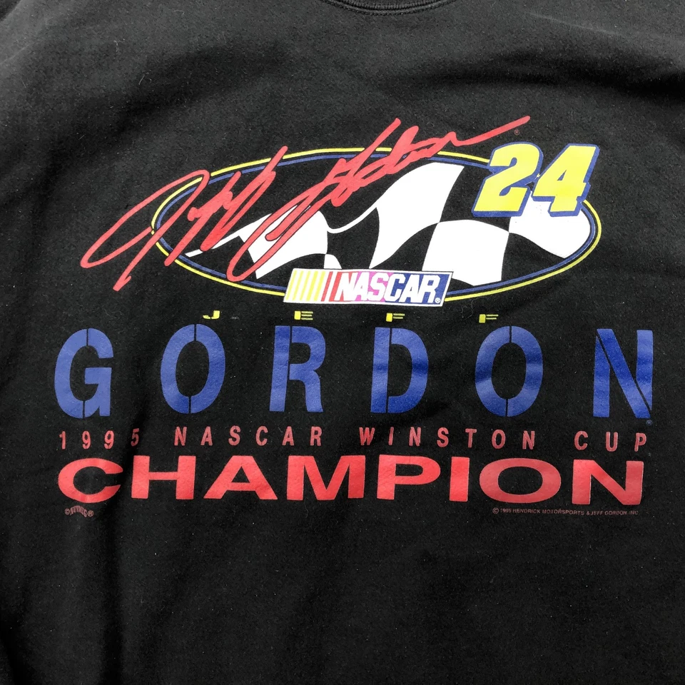 Sudadera De Colección Nascar Para Hombre XL Negra Jeff Gordon 1995 Campeón Nuez moscada Años 90 Foto 4 de 4