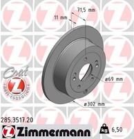 2X Bremsscheibe Zimmermann 285.3517.20 2 Bremsscheiben Hinterachse Hinten