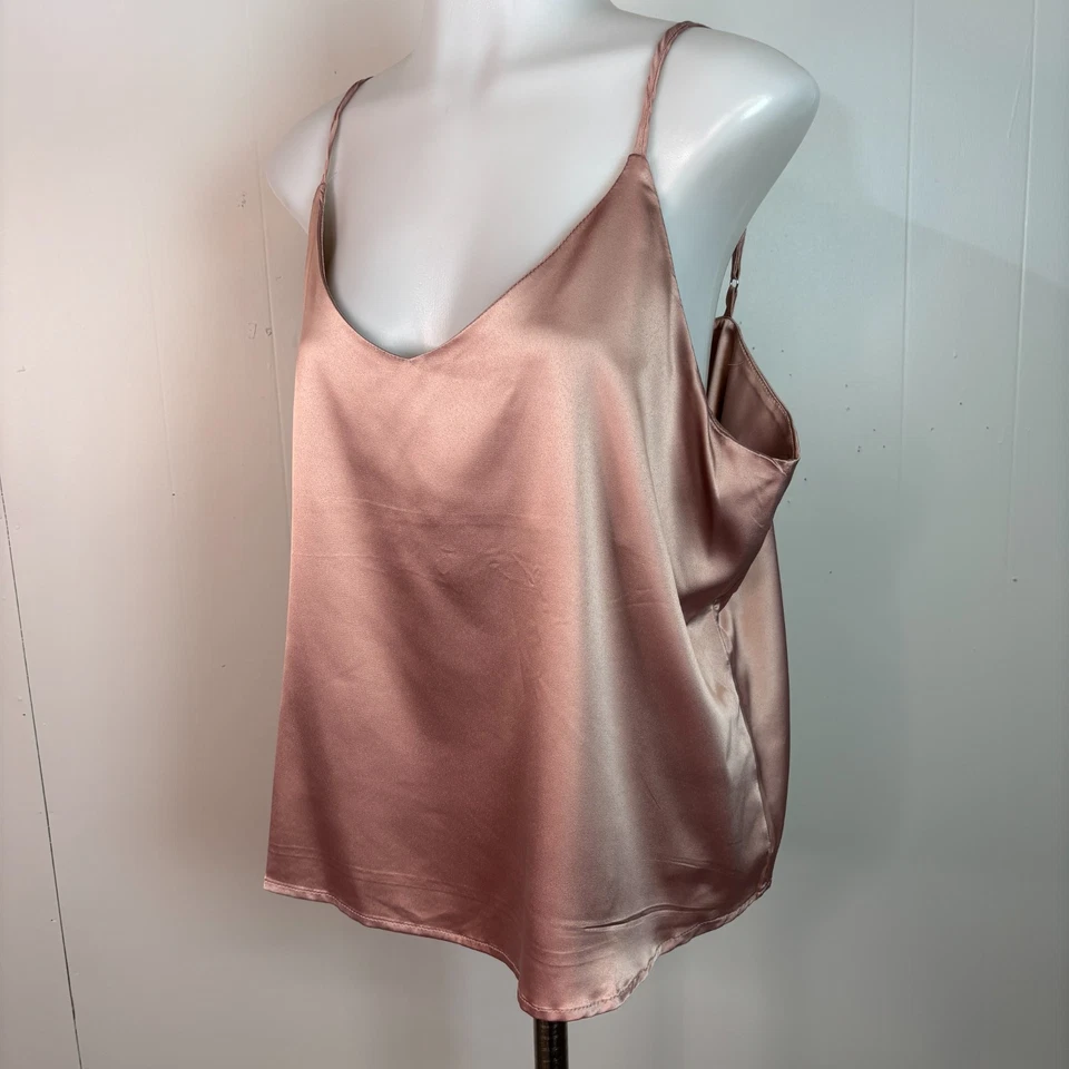 Prendas para dormir Express camisola XL rosa satinado pijama camiseta sin mangas para mujer nueva con etiquetas Foto 2 de 4