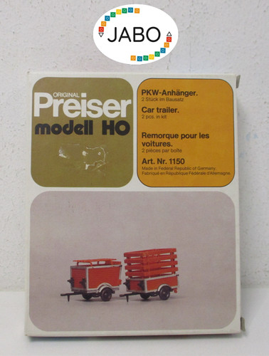 (RH/14) Preiser H0 1150 kit dos remolques de coche NUEVO/EMBALAJE ORIGINAL | Zustand: Neu