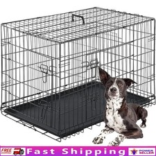 Durable Dog Crate Metal Pet Cage Easy Assembly W/ Leak Proof Tray Portable New
