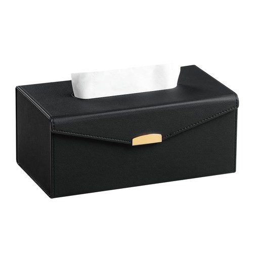 PU Leather Tissue Box Cover Rectangle, Foldable Tissue Box Holder for Home, O...