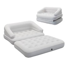5-in-1 Inflatable Sofa Bed Flocked Air Mattress Chair In/Outdoor Lounge Couch UK