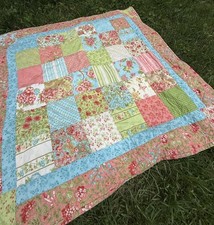 Handmade PATCHWORK Block Baby Quilt Can Also Hang Up 35  