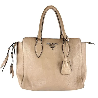 Authentique sac à main PRADA sac à bandoulière cuir beige/argenté - z8634 - Photo 1/4