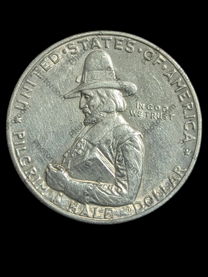 1920 Pilgrim Commemorative Half Dollar Gem MS+... ANTIQUE Tone!! - Image 2 of 3