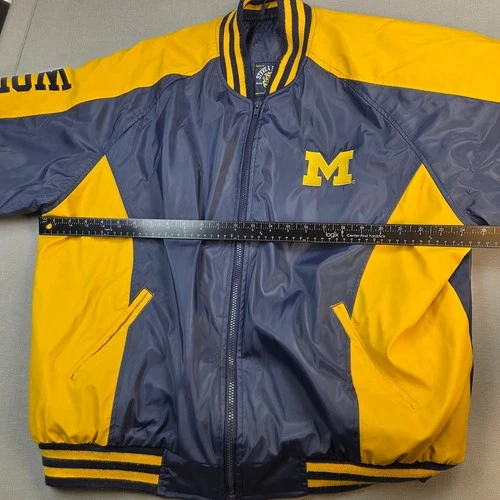 Steve & Barry's Michigan Wolverines Varsity Bomber Jacket Mens XL Navy Gold image 11