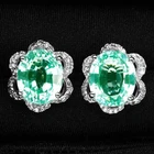 Neon Green Paraiba Tourmaline 15.70Ct 925 Sterling Silver Handmade Halo Earrings