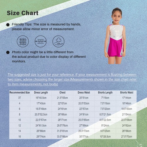 Mädchen Glitzerndes Tenniskleid Tanz Gymnastik Kleid Schule Jubel Führende Tanzbekleidung - Bild 37 von 42