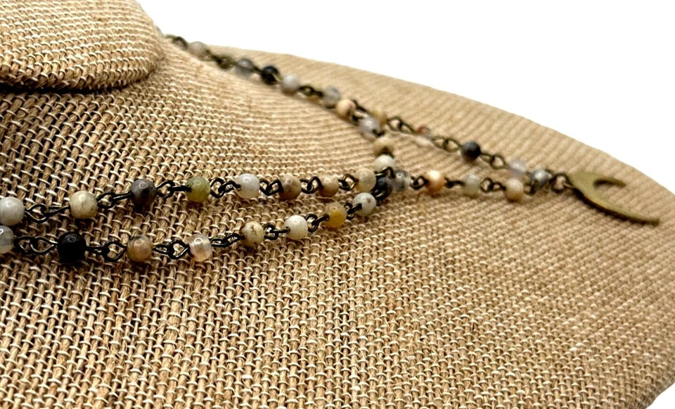 Collar Boho Media Luna Colgante Mezcla Cuentas Calcedonia Ágata Multicolor Foto 4 de 4
