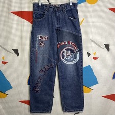Vintage Paco Jeans Baggy Embroidered 30x30 Patchwork 90s Y2K Skater Hip Hop