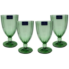 4 Villeroy & Boch My Garden Green Crystal Iced Tea Glasses with Stickers