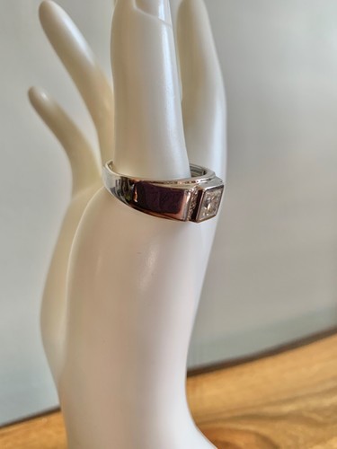 Moissanite Men's Ring (Square 7mm) in Platinum Over SS - Size 14 (2.0 ctw.) - Picture 5 of 6