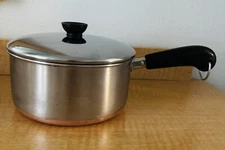 Revere Ware 1801 VTG 2 Qt Copper Bottom Stainless Sauce Pan & Lid Clinton ILL