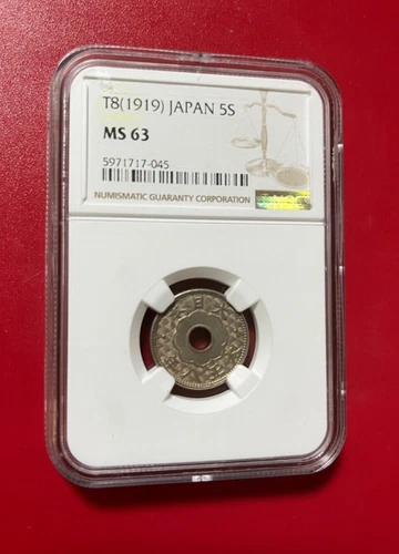 T8 1919 JAPAN 5 SEN NGC MS 63