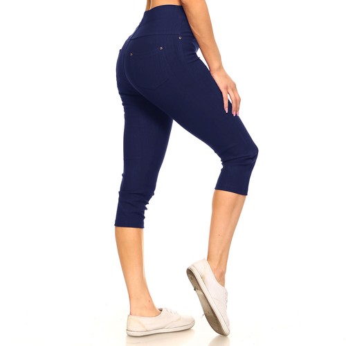 Mujer Denim Looks Elástico Capri Largo Leggings Pantalones Cortos Leggings - Imagen 9 de 25