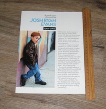 GONE TOO SOON Josh Ryan Evans original ONE page PHOTO + text