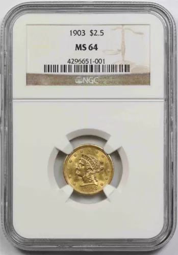 1903 $2.5 NGC MS 64 Liberty Head Gold Quarter Eagle