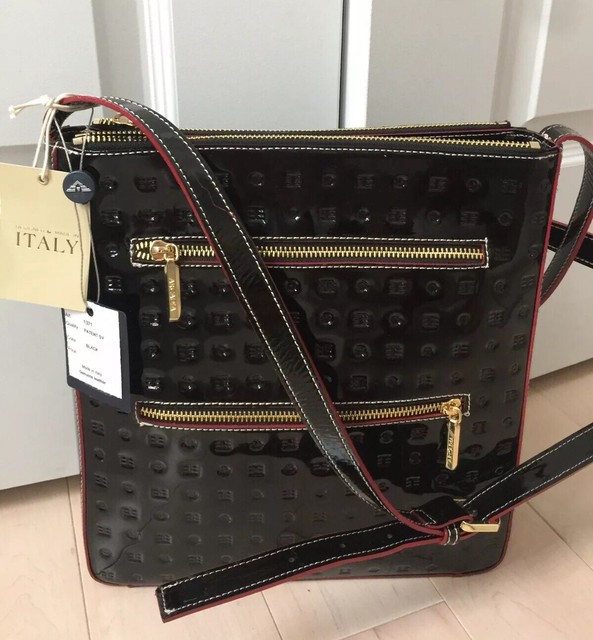 arcadia black patent leather purse