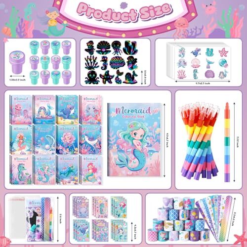 96Pcs Mermaid Party Favors Little Mermaid Coloring Books Crayon Stickers Set - Imagen 4 de 8