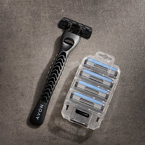 Avon Razor with 5 Replaceable Heads, Stainless Steel, - Picture 3 of 3