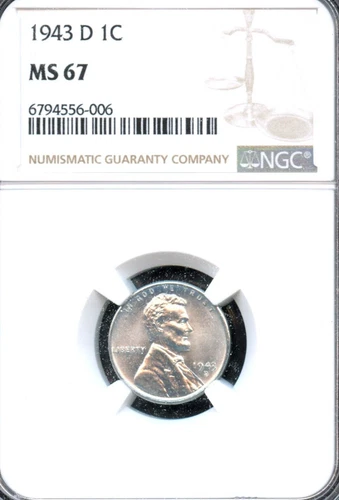 NGC - Wheat Cent - 1c - 1943 D - MS-67