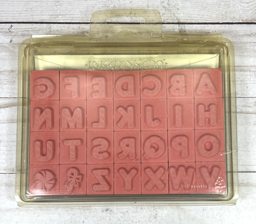 Juego de sellos de goma del alfabeto de bastón de caramelo Inkadinkado manualidades de Navidad álbum de recortes - Imagen 2 de 3