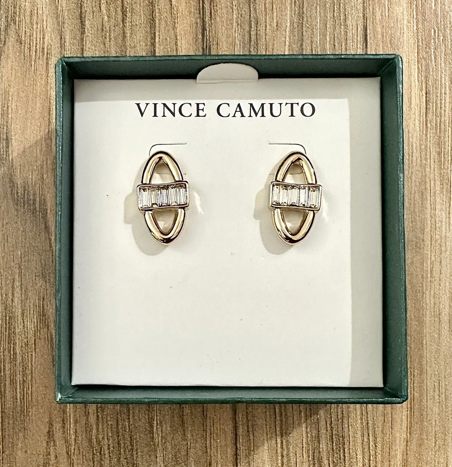 Aretes ovalados Vince Camuto cristal tono dorado | Joyería de moda para mujer Foto 4 de 4