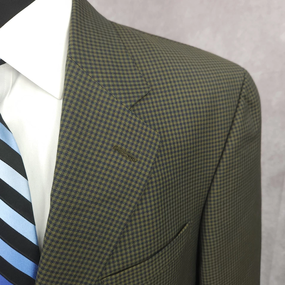 Blazer Nautica Para Hombres 42R Verde Azul Pata de Gallo Lana Abrigo Deportivo Chaqueta 3 Botones Foto 4 de 4