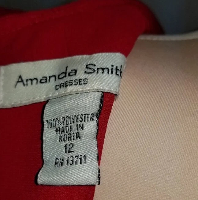 Vestido Amanda Smith para mujer 12 rojo envolvente sintético sin mangas cuello en V 2700 Foto 4 de 4