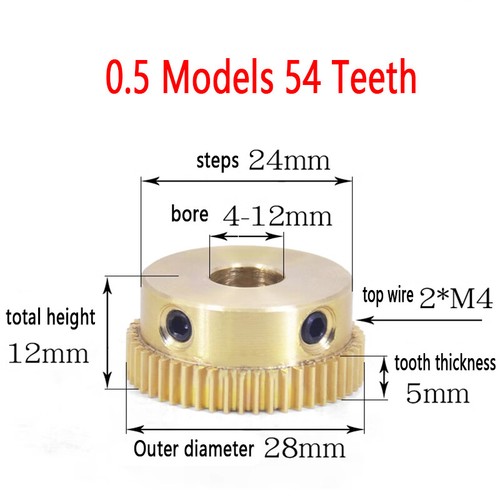 Mod 0.5 Brass Pinion Gear Spur Gears 20-60 Teeth 4-15mm Bore With Screw Hardened - Picture 28 of 31