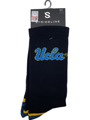 2 Paar STRIDELINE Ucla Bruins Crew Socken Schwarz Herren Groß