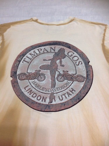 Harley Davidson Motor Cycles T Shirt Timpan Gos Lindon Utah Men M Tie Dyed Brown - Bild 8 von 8