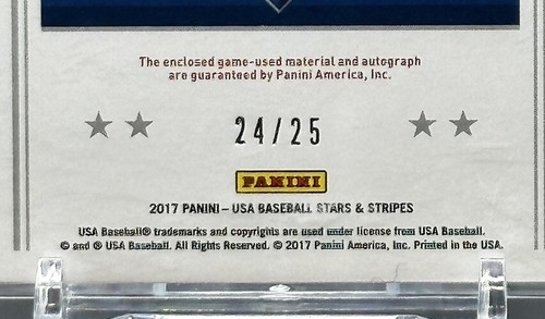 Kyle Wright 2017 Panini USA Stars & Stripes Patch Auto #'d /25 - Braves / Royals - Picture 2 of 3