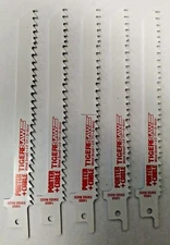 Porter Cable 6" 5/8TPI  Bi-Metal Reciprocating Tiger Saw Blades 14050-5