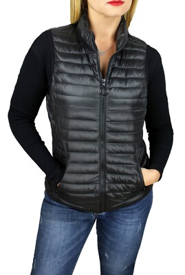 PIUMINO SMANICATO DONNA INVERNALE NERO SLIM GIACCA GILET GIUBBOTTO da S a  XXXL | eBay