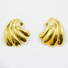  18K Yellow Gold Half Shell Earrings 6.9 Grams